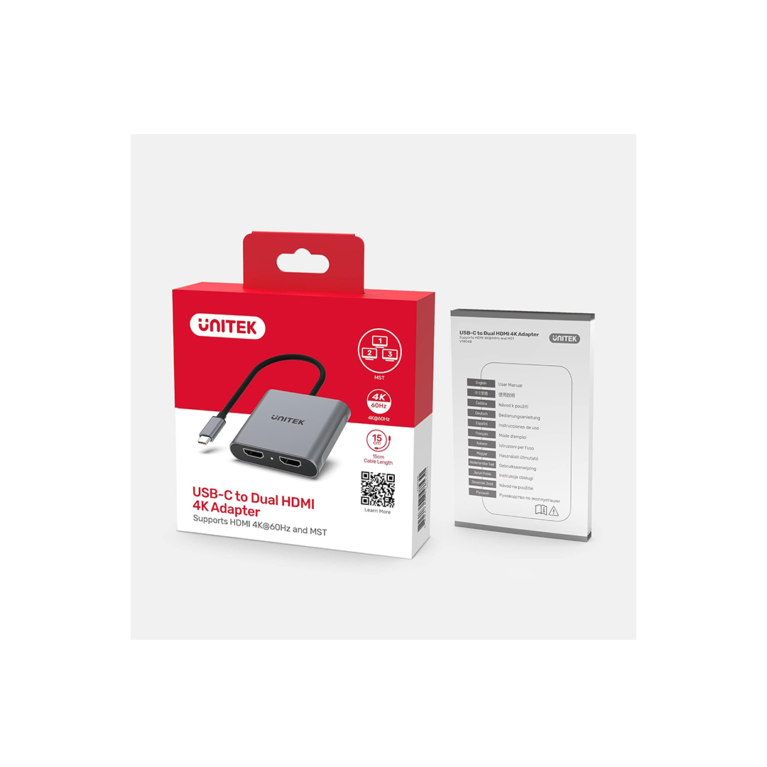 محول Unitek V1404B USB-C إلى HDMI مزدوج 4K محول Unitek V1404B USB-C إلى HDMI مزدوج 4K
